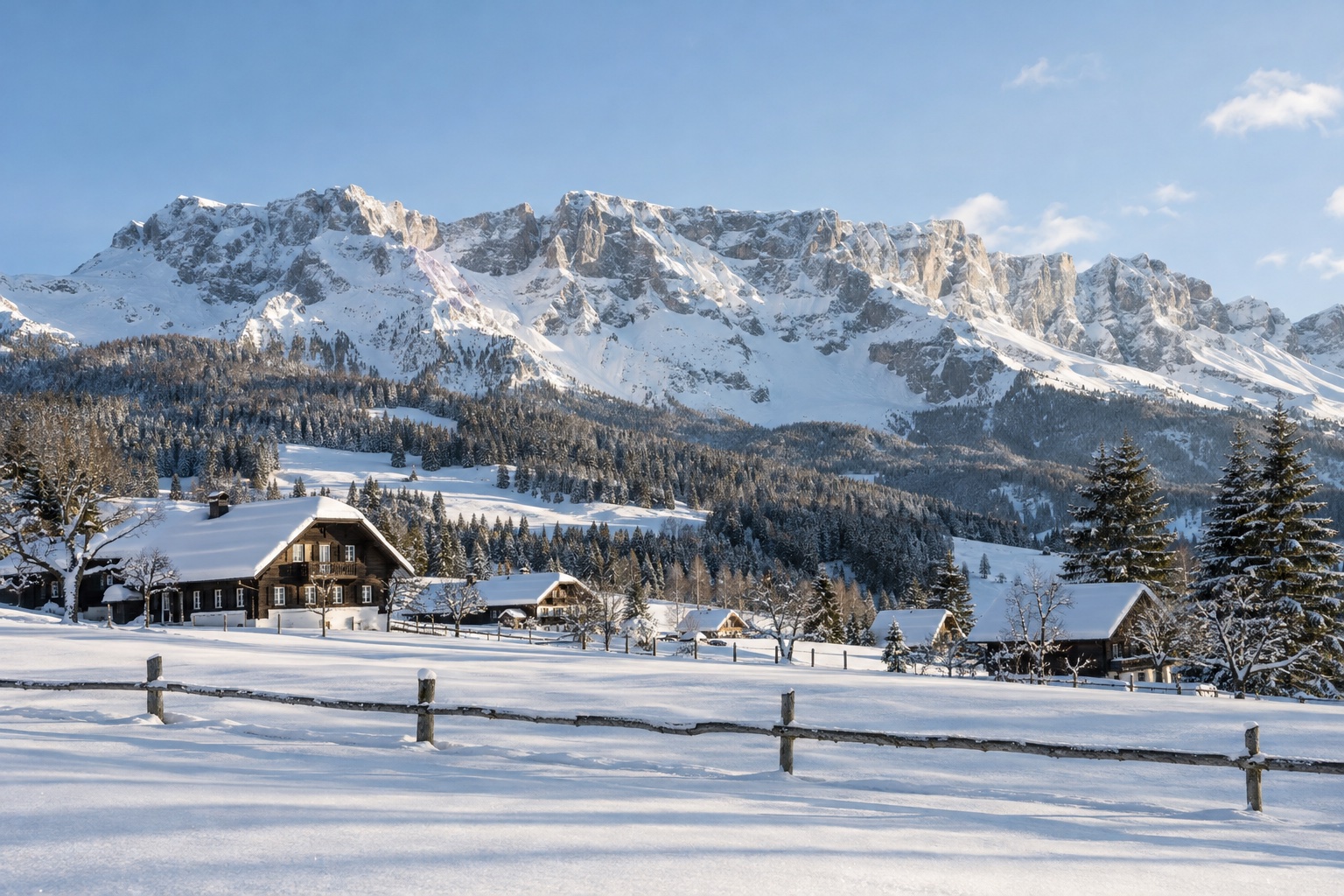 Zasněžené hory v oblasti Schladming–Dachstein